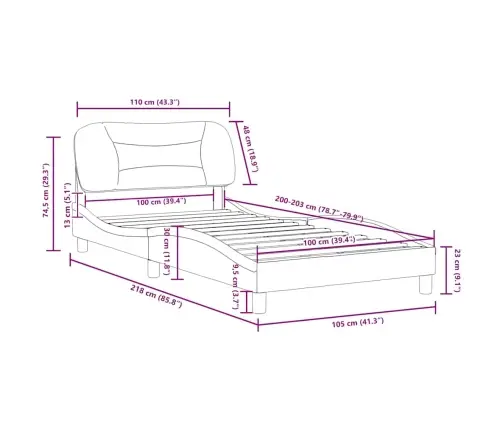 Gultas Rāmis Bez Matrača, Hvar, Balts, 100X203 Cm, Mākslīgā Āda Vidaxl