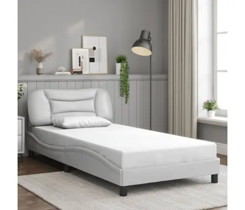 Gultas Rāmis Bez Matrača, Hvar, Balts, 100X203 Cm, Mākslīgā Āda Vidaxl