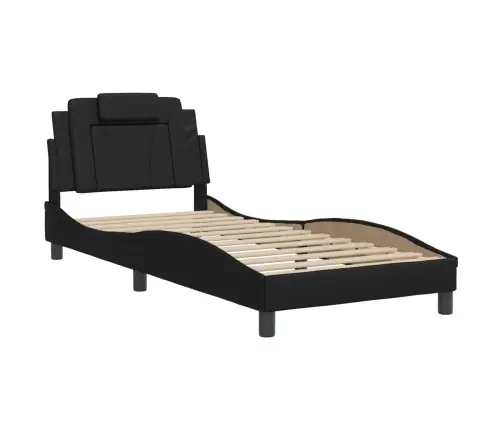 Gultas Rāmis Ar Galvgali, Melns, 80X200 Cm, Mākslīgā Āda Vidaxl