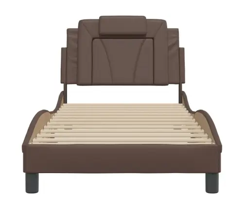 Gultas Rāmis Ar Galvgali, Brūns, 80X200 Cm, Mākslīgā Āda Vidaxl
