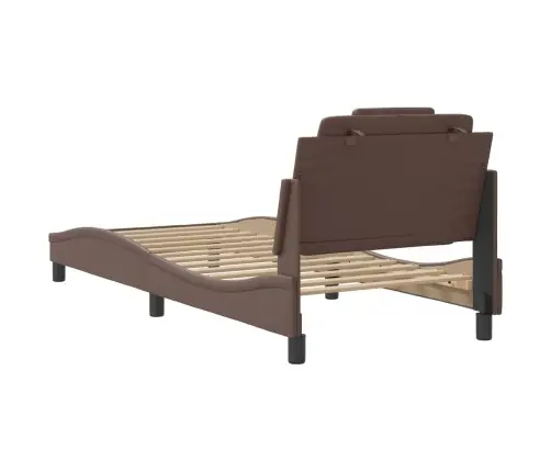 Gultas Rāmis Ar Galvgali, Brūns, 80X200 Cm, Mākslīgā Āda Vidaxl