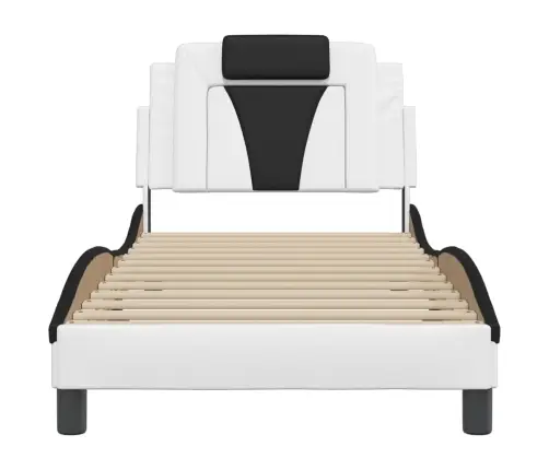 Gultas Rāmis Ar Galvgali, Balts Un Melns,80X200Cm, Mākslīgā Āda Vidaxl