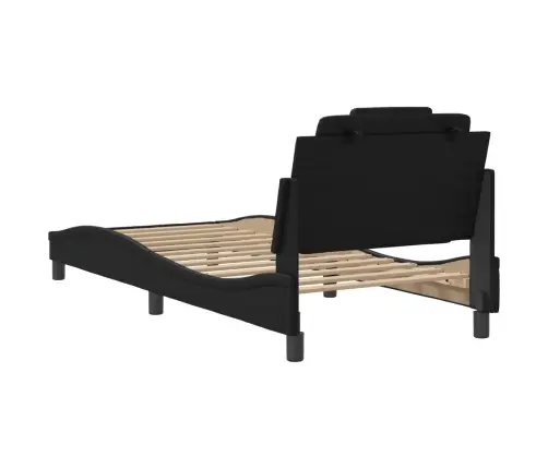 Gultas Rāmis Ar Galvgali, Melns, 90X190 Cm, Mākslīgā Āda Vidaxl
