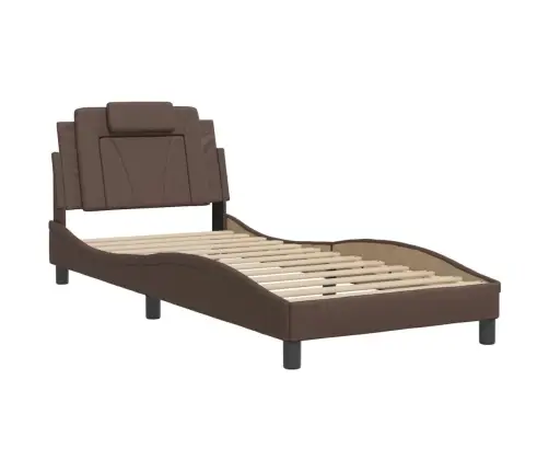Gultas Rāmis Ar Galvgali, Brūns, 90X190 Cm, Mākslīgā Āda Vidaxl