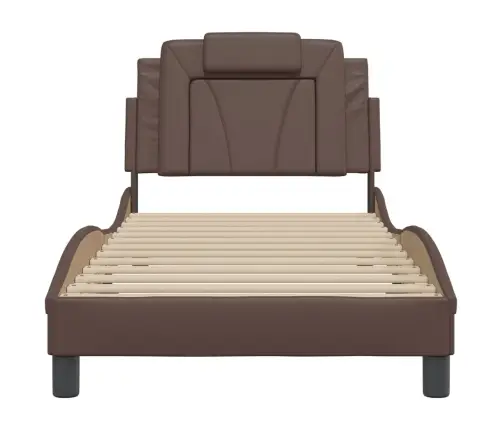 Gultas Rāmis Ar Galvgali, Brūns, 90X190 Cm, Mākslīgā Āda Vidaxl