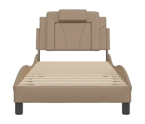 Gultas Rāmis Ar Galvgali, Kapučīno, 90X190 Cm, Mākslīgā Āda Vidaxl