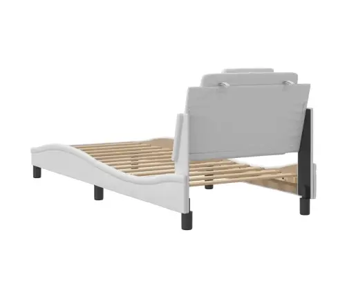 Gultas Rāmis Ar Galvgali, Balts, 90X200 Cm, Mākslīgā Āda Vidaxl