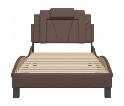 Gultas Rāmis Ar Galvgali, Brūns, 90X200 Cm, Mākslīgā Āda Vidaxl