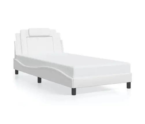 Gultas Rāmis Ar Galvgali, Balts, 100X200 Cm, Mākslīgā Āda Vidaxl