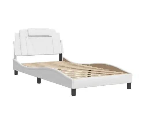 Gultas Rāmis Ar Galvgali, Balts, 100X200 Cm, Mākslīgā Āda Vidaxl