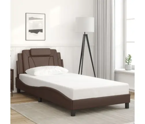 Lovos Rėmas, Viana, Be Čiužinio, Rudos, 100X200cm Dirbtinė Oda