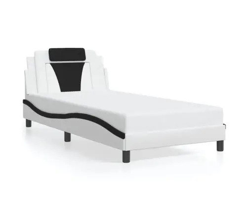 Lovos Rėmas, Viana, Be Čiužinio, Baltas/Juodas, 100X200cm Dirbtinė Oda