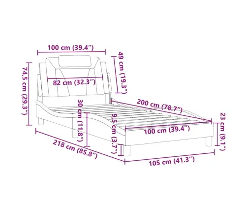 Lovos Rėmas, Viana, Be Čiužinio, Baltas/Juodas, 100X200cm Dirbtinė Oda