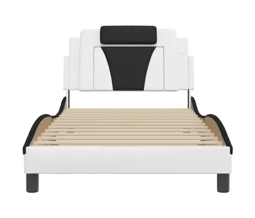 Lovos Rėmas, Viana, Be Čiužinio, Baltas/Juodas, 100X200cm Dirbtinė Oda