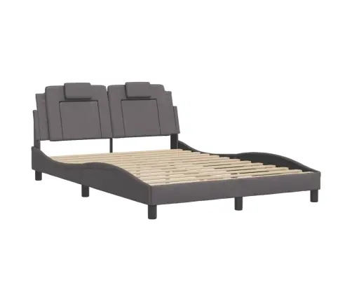 Gultas Rāmis Ar Galvgali, Pelēks, 120X200 Cm, Mākslīgā Āda Vidaxl