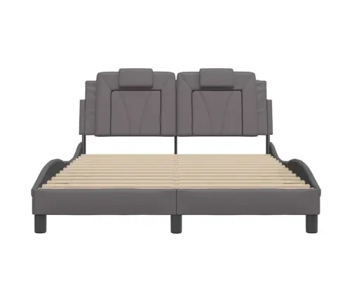 Gultas Rāmis Ar Galvgali, Pelēks, 120X200 Cm, Mākslīgā Āda Vidaxl