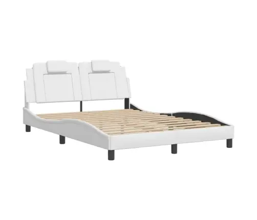 Gultas Rāmis Ar Galvgali, Balts, 140X190 Cm, Mākslīgā Āda Vidaxl