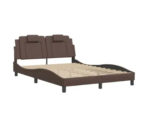 Gultas Rāmis Ar Galvgali, Brūns, 140X190 Cm, Mākslīgā Āda Vidaxl