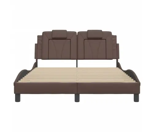 Gultas Rāmis Ar Galvgali, Brūns, 140X190 Cm, Mākslīgā Āda Vidaxl