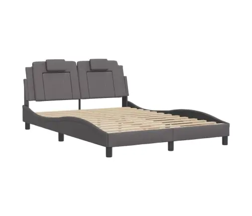 Gultas Rāmis Ar Galvgali, Pelēks, 140X190 Cm, Mākslīgā Āda Vidaxl