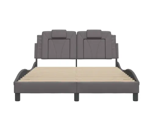 Gultas Rāmis Ar Galvgali, Pelēks, 140X190 Cm, Mākslīgā Āda Vidaxl