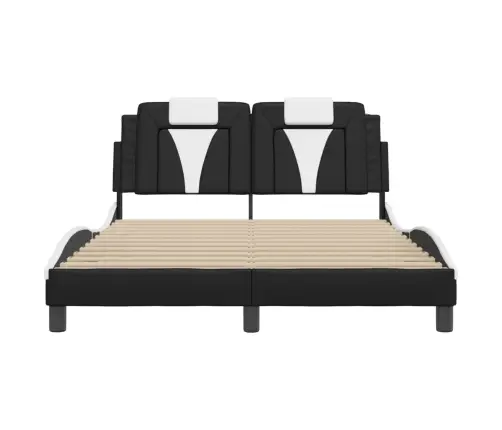 Gultas Rāmis Ar Galvgali, Melns, Balts, 140X190Cm, Mākslīgā Āda Vidaxl