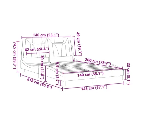Lovos Rėmas, Viana, Be Čiužinio, Pilkos, 140X200cm Dirbtinė Oda