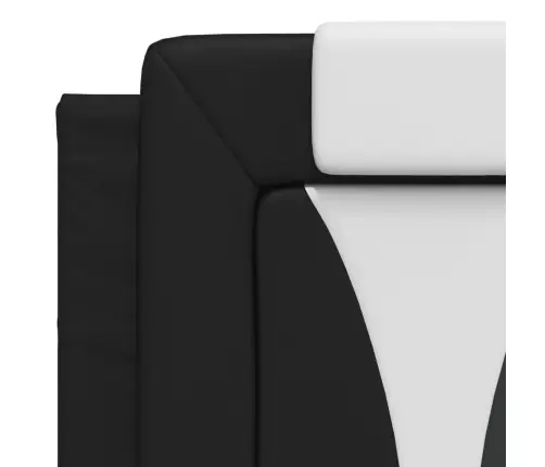 Gultas Rāmis Ar Galvgali, Melns,Balts, 140X200 Cm, Mākslīgā Āda Vidaxl