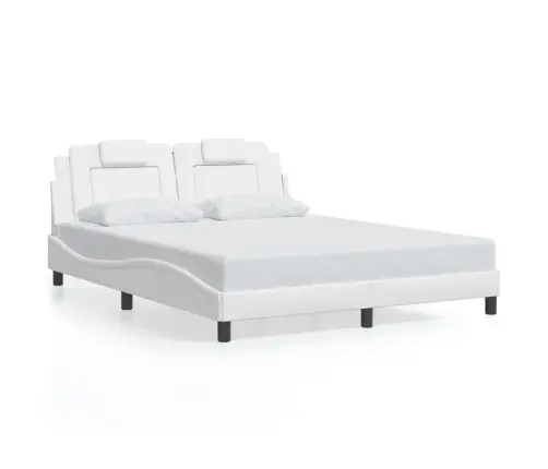 Gultas Rāmis Ar Galvgali, Balts, 160X200 Cm, Mākslīgā Āda Vidaxl