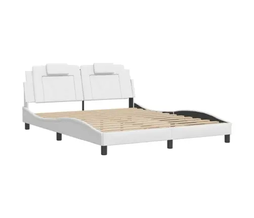 Gultas Rāmis Ar Galvgali, Balts, 160X200 Cm, Mākslīgā Āda Vidaxl