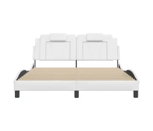 Gultas Rāmis Ar Galvgali, Balts, 160X200 Cm, Mākslīgā Āda Vidaxl