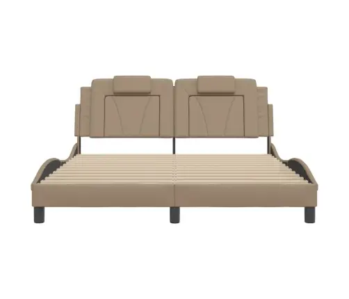 Gultas Rāmis Ar Galvgali, Kapučīno, 160X200 Cm, Mākslīgā Āda Vidaxl