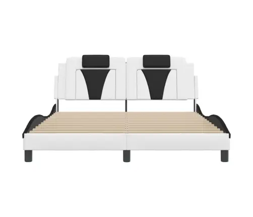 Voodiraam Viana Ilma Madratsita, Valge Ja Must, 160 X 200 cm Kunstnahk