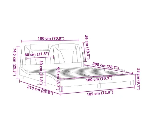 Lovos Rėmas, Viana, Be Čiužinio, Juodos, 180X200cm Dirbtinė Oda