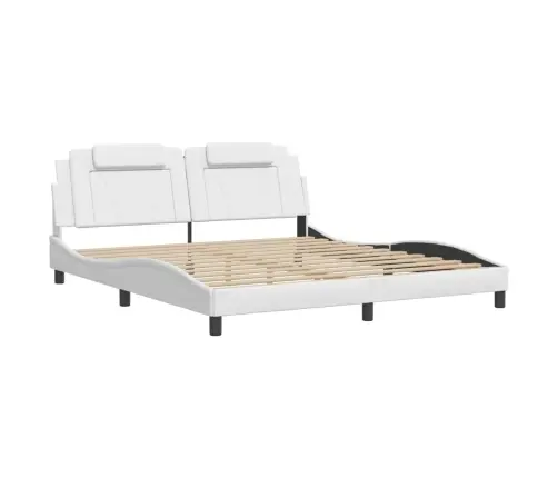 Gultas Rāmis Ar Galvgali, Balts, 180X200 Cm, Mākslīgā Āda Vidaxl