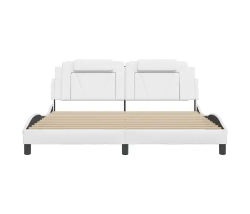 Gultas Rāmis Ar Galvgali, Balts, 180X200 Cm, Mākslīgā Āda Vidaxl