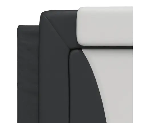 Gultas Rāmis Ar Galvgali, Melns, Balts, 180X200Cm, Mākslīgā Āda Vidaxl
