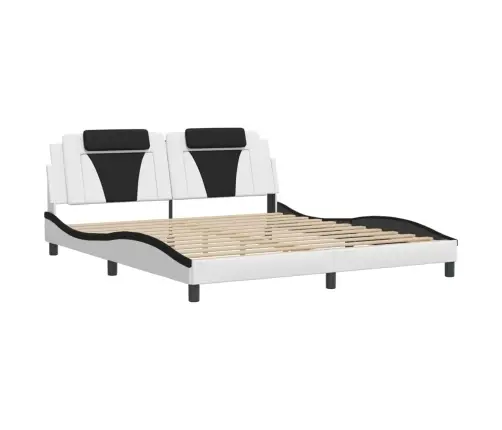 Lovos Rėmas, Viana, Be Čiužinio, Baltas/Juodas, 180X200cm Dirbtinė Oda