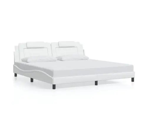 Gultas Rāmis Ar Galvgali, Balts, 200X200 Cm, Mākslīgā Āda Vidaxl
