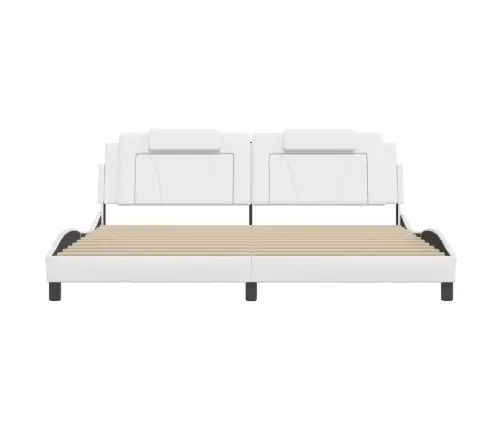 Gultas Rāmis Ar Galvgali, Balts, 200X200 Cm, Mākslīgā Āda Vidaxl