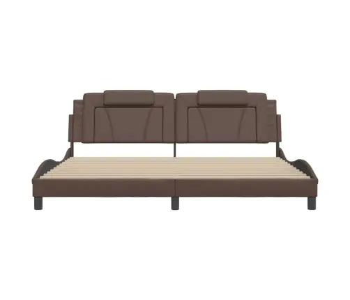 Gultas Rāmis Ar Galvgali , Brūns, 200X200 Cm, Mākslīgā Āda Vidaxl