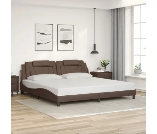 Gultas Rāmis Ar Galvgali , Brūns, 200X200 Cm, Mākslīgā Āda Vidaxl