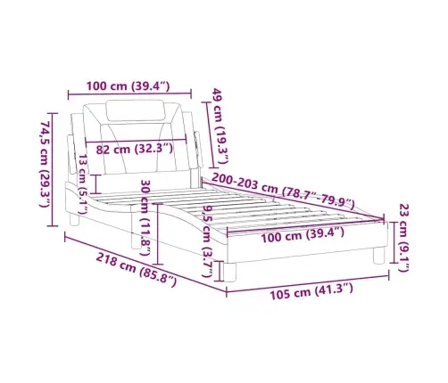 Lovos Rėmas, Viana, Be Čiužinio, Juodos Spalvos, 100X203Cm Dirbtinė Oda