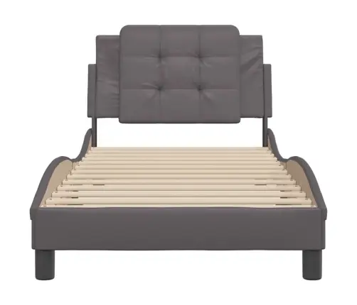 Gultas Rāmis Ar Galvgali, Pelēks, 80X200 Cm, Mākslīgā Āda Vidaxl