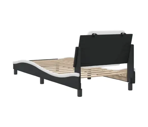 Gultas Rāmis Ar Galvgali, Melns, Balts, 80X200 Cm, Mākslīgā Āda Vidaxl