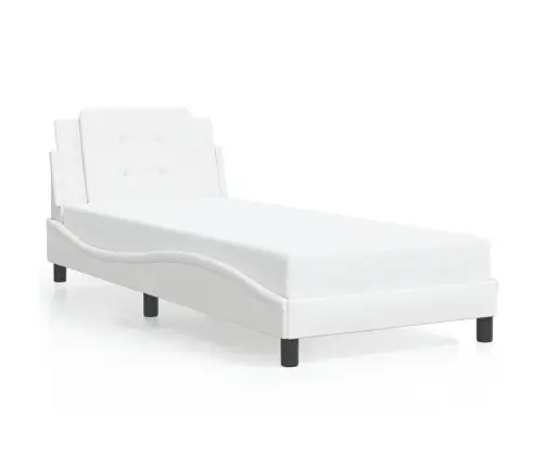 Gultas Rāmis Ar Galvgali, Balts, 100X200 Cm, Mākslīgā Āda Vidaxl