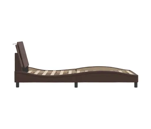Gultas Rāmis Ar Galvgali , Brūns, 100X200 Cm, Mākslīgā Āda Vidaxl