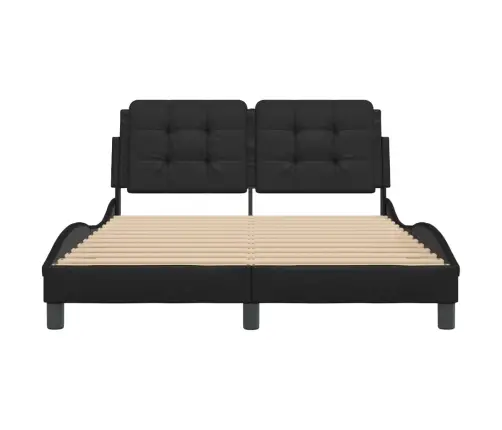 Gultas Rāmis Ar Galvgali, Melns, 120X200 Cm, Mākslīgā Āda Vidaxl