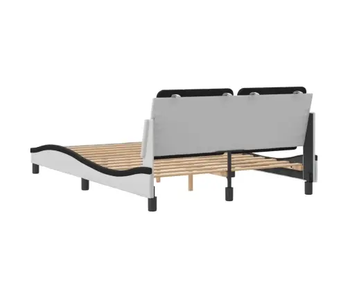 Gultas Rāmis Ar Galvgali, Balts, Melns, 120X200Cm, Mākslīgā Āda Vidaxl