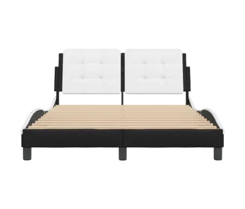 Gultas Rāmis Ar Galvgali, Melns, Balts, 140X190Cm, Mākslīgā Āda Vidaxl